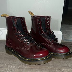 Red woman’s doc Marten boots